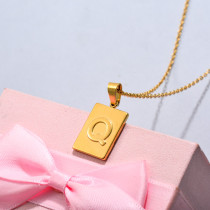 18k Gold Plated Personalized Rectangle Initial Letter Necklace SSNEG143-32452