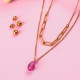 18k Gold Plated Crystal Drop Multi Layer Necklace Set -SSCSG142-31856