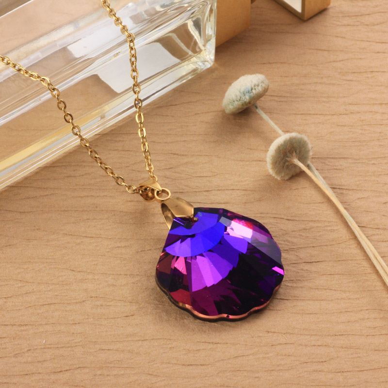Stainless Steel Crystal Pendant Necklace -SSNEG173-32290