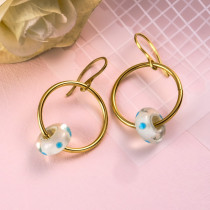 18k Gold Plated Glass Beaded Drop Earrings -SSEGG142-31937