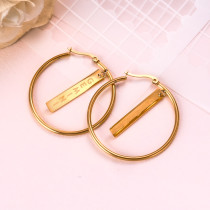 18k Gold Plated Rectangle Hoop Earrings -SSEGG142-31935
