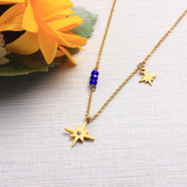 Stainless Steel Beaded Star Pendant Necklace -SSNEG142-32039