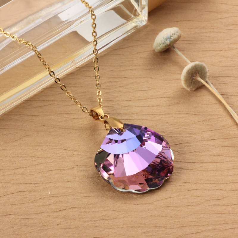 Stainless Steel Crystal Pendant Necklace -SSNEG173-32288