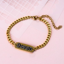 18k Gold Plated Queen Bar Bracelets -SSBTG142-31928