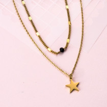 18k Gold Plated  Star Layered Necklace -SSNEG142-31910