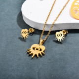 Stainless Steel 18k Gold Plated Evil Eye Heart Jewelry Sets -SSCSG143-32371