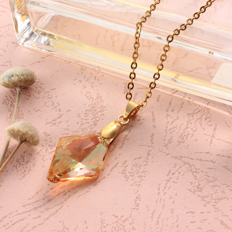 Stainless Steel Crystal Pendant Necklace -SSNEG173-32296
