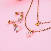 18k Gold Plated    Crystal Heart Necklace Earring Set -SSCSG142-31870
