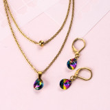 18k Gold Plated Crystal Layered Necklace Set -SSCSG142-31892