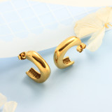 Stainless Steel 18K Gold Plated Minimalist Style Hoop Earrings -SSEGG143-32398