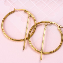 18k Gold Plated Tube Charm Hoop Earrings -SSEGG142-31930