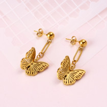 18k Gold Plated   Butterfly Drop Earrings -SSEGG142-31920