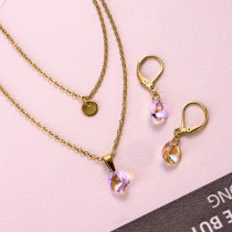 18k Gold Plated Crystal Layered Necklace Set -SSCSG142-31896