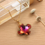 Stainless Steel Crystal Pendant Necklace -SSNEG173-32292
