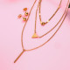 18k Gold Plated  Tube Triangle Pendant Layered Necklace Earring Set -SSCSG142-31863