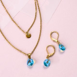 18k Gold Plated Crystal Layered Necklace Set -SSCSG142-31897