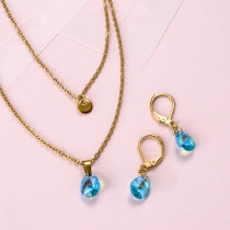 18k Gold Plated Crystal Layered Necklace Set -SSCSG142-31897