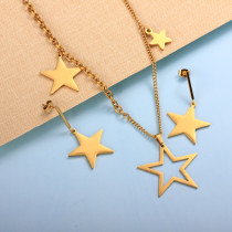 Stainless Steel  Pearl Star Pendant Necklace Sets -SSCSG142-31991