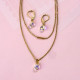 18k Gold Plated Crystal Layered Necklace Set -SSCSG142-31899
