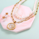 18k Gold Plated Zodiac Mother pearl Pendant Multi Layered Necklace Sets -SSCSG142-31959