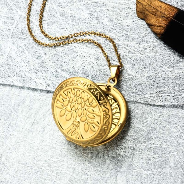 Stainless Steel 18k Gold Plated Locket Pendant Necklace -SSNEG143-32400
