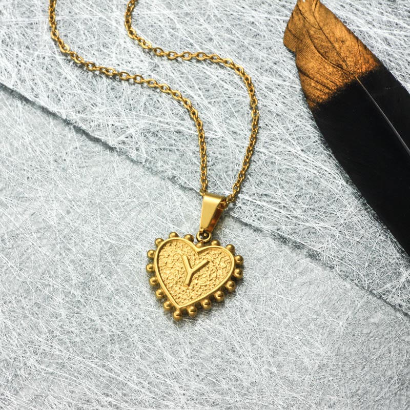 18k Gold Plated Personalized Heart Initial Letter Necklace SSNEG143-32434