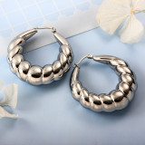 Stainless Steel Steel Color Minimalist Style Hoop Earrings -SSEGG143-32385