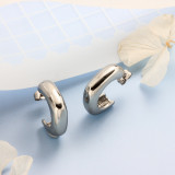 Stainless Steel Steel Color Minimalist Style Hoop Earrings -SSEGG143-32395