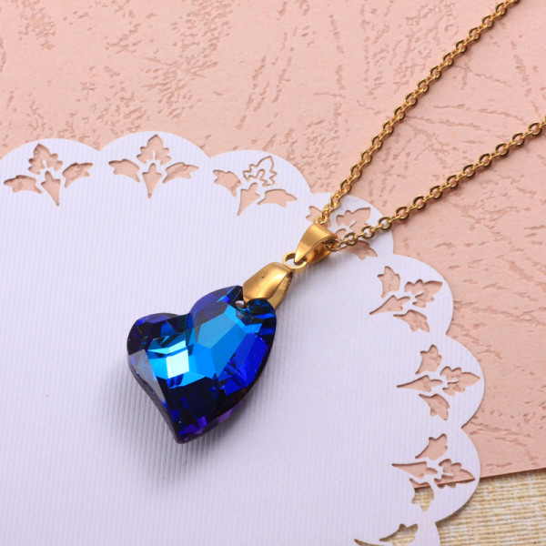 Stainless Steel Crystal Pendant Necklace -SSNEG173-32323