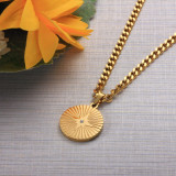 Stainless Steel Round Pendant Necklace -SSNEG142-32067