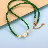 Stainless Steel Beaded Pearl  Necklace -SSNEG142-32006