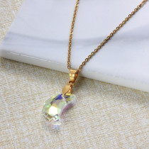 Stainless Steel Crystal Pendant Necklace -SSNEG173-32225