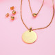 18k Gold Plated  Round Pendant Layered Necklace Earring Set -SSCSG142-31865