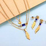 Stainless Steel Leaf Multi Layered Necklace Sets -SSCSG142-31984