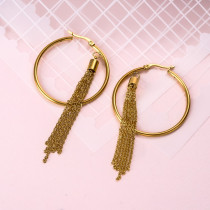18k Gold Plated   Tassel Hoop Earrings -SSEGG142-31918