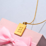 18k Gold Plated Personalized Rectangle Initial Letter Necklace SSNEG143-32440