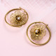 18k Gold Plated Flower Charm Hoop Earrings -SSEGG142-31929