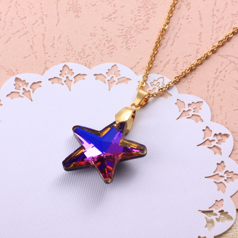 Stainless Steel Crystal Pendant Necklace -SSNEG173-32307