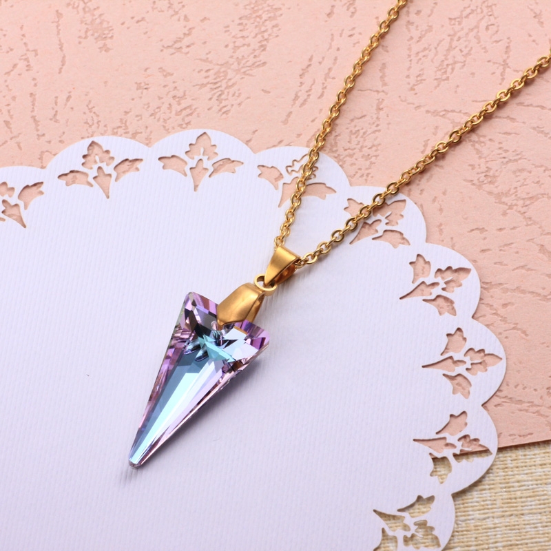 Stainless Steel Crystal Pendant Necklace -SSNEG173-32321
