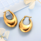Stainless Steel 18K Gold Plated Minimalist Style Hoop Earrings -SSEGG143-32393