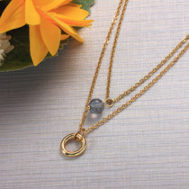 Stainless Steel Moon Stone Layered Necklace -SSNEG142-32055