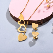 Stainless Steel Lariat Heart Jewelry Sets -SSCSG143-32341