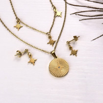 18k Gold Plated Star Necklace Earring Set -SSCSG142-31839