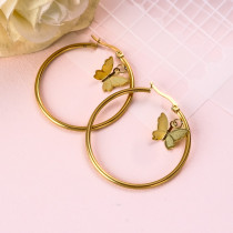 18k Gold Plated Butterfly Hoop Earrings -SSEGG142-31934
