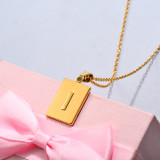 18k Gold Plated Personalized Rectangle Initial Letter Necklace SSNEG143-32444