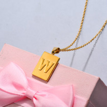 18k Gold Plated Personalized Rectangle Initial Letter Necklace SSNEG143-32458