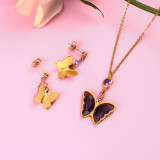 18k Gold Plated Crystal Butterfly  Necklace Earring Set -SSCSG142-31848