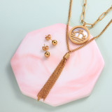18k Gold Plated Zodiac Mother pearl Pendant Multi Layered Necklace Sets -SSCSG142-31961