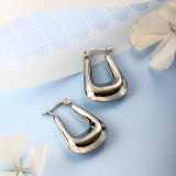 Stainless Steel Steel Color Minimalist Style Hoop Earrings -SSEGG143-32387