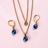 18k Gold Plated Crystal Layered Necklace Set -SSCSG142-31900